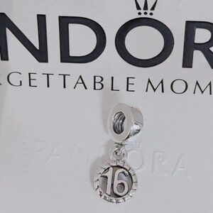 Pandora 16TH Birthday Pendant Charm S925 Sterling Silver with box